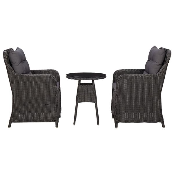 vidaXL havestole 2 stk. med tebord polyrattan sort