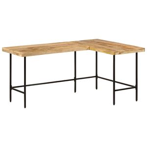vidaXL skrivebord 165x110x77 cm massivt mangotr&aelig; og jern