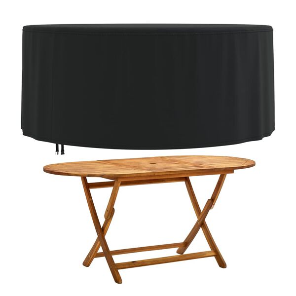 vidaXL overtr&aelig;k til havem&oslash;bler &Oslash; 182x71 cm rundt 420D oxfordstof sort