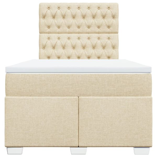 vidaXL kontinentalseng med madras 120x190 cm stof cremefarvet