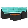 vidaXL Havesofa S&aelig;t 5 stk. Sort og turkis polyrattan