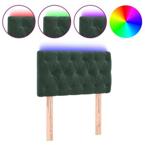 vidaXL sengegavl med LED-lys 80x7x78/88 cm velour m&oslash;rkegr&oslash;n