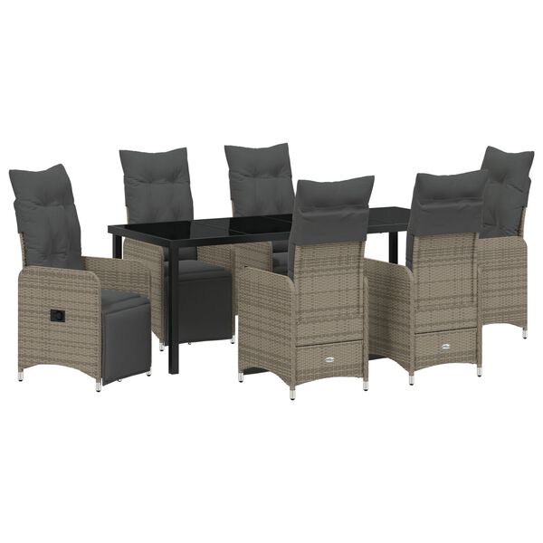 vidaXL Have Spisebordss&aelig;t med pude 7 pcs Beige Poly rattan