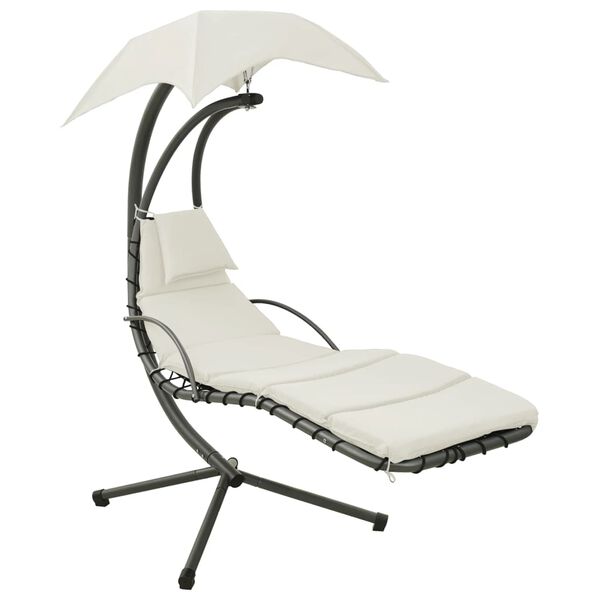 vidaXL havegyngestol 190x90x200 cm stof cremefarvet og gr&aring;