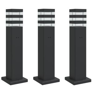 vidaXL udend&oslash;rs standerlamper 3 stk. stikkontakt 50 cm aluminium sort