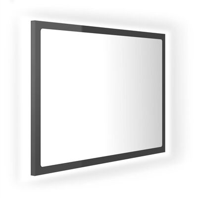 vidaXL badeværelsesspejl med LED-lys 60x8,5x37 cm akryl grå højglans