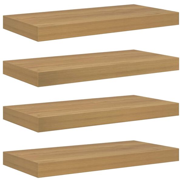 vidaXL V&aelig;ghylde V&aelig;gmonteret 4 pcs Brun 50 x 23 x 4 cm Konstrueret tr&aelig;