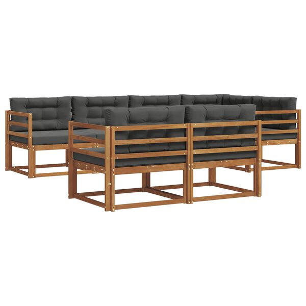 vidaXL Udend&oslash;rs sofagruppe med pude 7 pcs Naturlig og Antracit