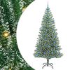 vidaXL Kunstigt Juletr&aelig; Snebelagt med LED Lys Gr&oslash;n og Hvid 210 cm