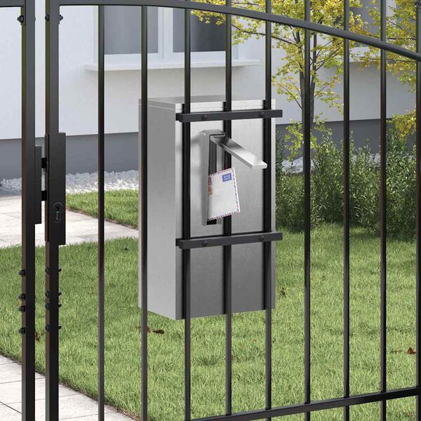 vidaXL postkasse med opbevaring Sort 30 x 20 x 55 cm Rustfrit st&aring;l