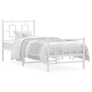 vidaXL sengeramme med sengegavl og fodg&aelig;rde 75x190 cm metal hvid