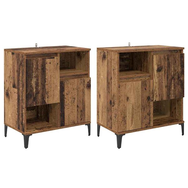 vidaXL Sideboards 2 pcs Gammelt tr&aelig; 60 x 35 x 70 cm Konstrueret tr&aelig;