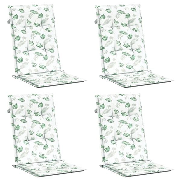 vidaXL stolehynder med h&oslash;j ryg 4 stk. stof bladm&oslash;nster