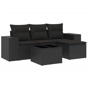 vidaXL sofas&aelig;t til haven 5 dele med hynder polyrattan sort