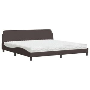 vidaXL seng med madras Dover 200x200 cm stof m&oslash;rkebrun