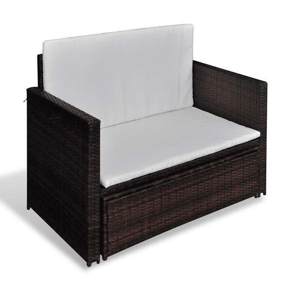 vidaXL havesofa polyrattan brun