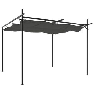 vidaXL pergola med sammenrulleligt tag 295x292x230 cm antracitgrå