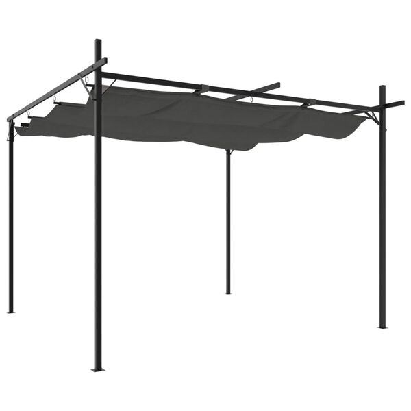vidaXL pergola med sammenrulleligt tag 295x292x230 cm antracitgrå