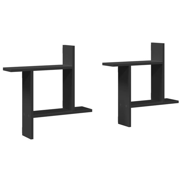 vidaXL v&aelig;gh&aelig;ngte kubehylder 2 stk. 50x12x50 cm konstrueret tr&aelig; sort