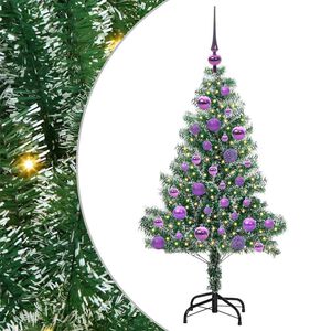 vidaXL Kunstigt Juletr&aelig; Snebelagt med LED Lys Gr&oslash;n og Hvid 120 cm