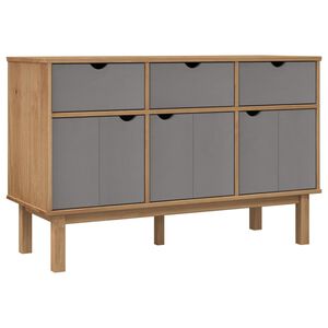 vidaXL sk&aelig;nk OTTA 113,5x43x73 cm massivt fyrretr&aelig; brun og gr&aring;