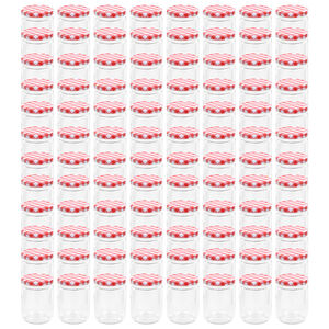 vidaXL syltet&oslash;jsglas 96 stk. med hvide og r&oslash;de l&aring;g 230 ml