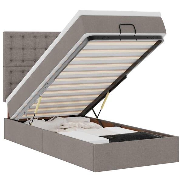 vidaXL osmannisk sengeramme med madras 80x200 cm stof gr&aring;brun