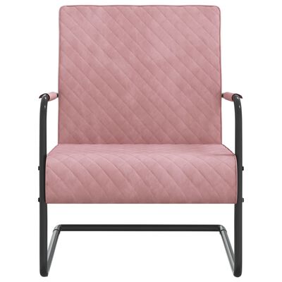 vidaXL stol med cantilever fløjl lyserød