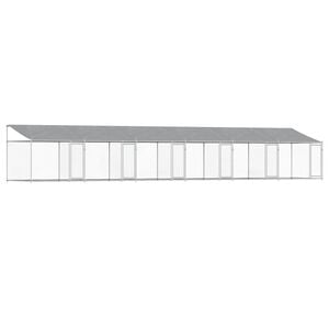 vidaXL hundeg&aring;rd med tag og l&aring;ger 12x2x2 m galvaniseret st&aring;l gr&aring;