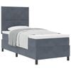 vidaXL Box spring seng med hovedg&aelig;rde M&oslash;rkegr&aring; 90 x 190 cm Fl&oslash;jl