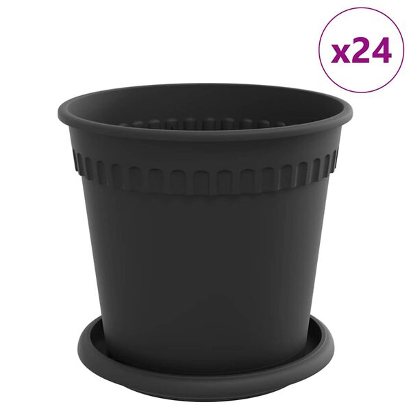 vidaXL Plantepotter 24 pcs Sort &Oslash; 17 x 14 cm Plastik