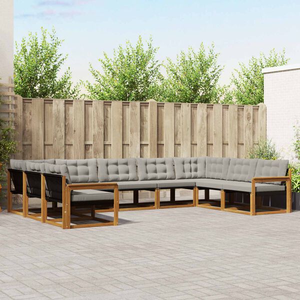 vidaXL Udend&oslash;rs sofagruppe med pude 9 pcs Naturlig og Lys Gr&aring;