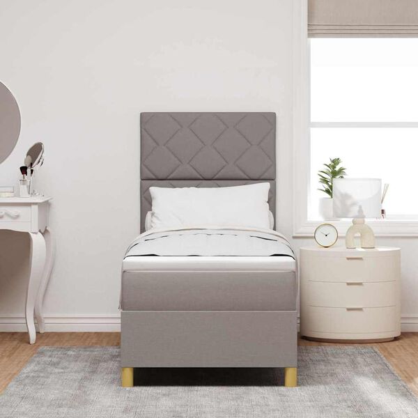 vidaXL LED Box Spring Bed med madras Gr&aring;brun 80 x 200 cm Stof