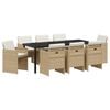 vidaXL Have Spisebordss&aelig;t 9 pcs Beige polyrattan
