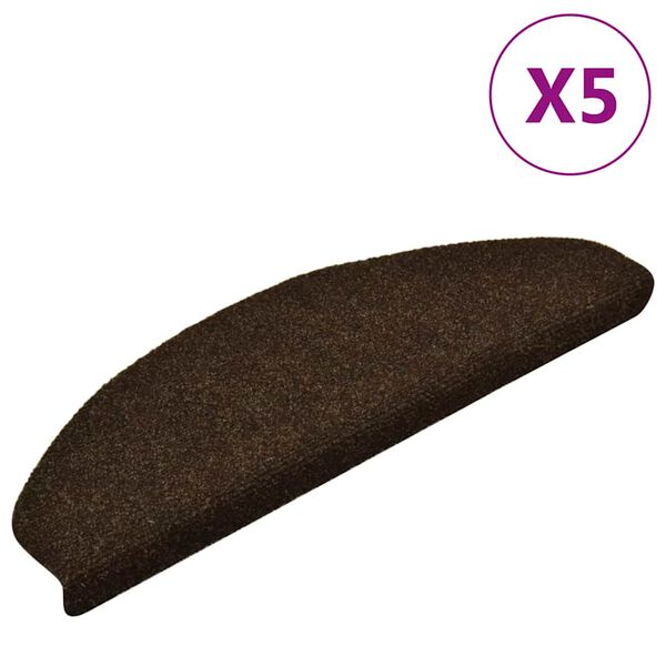 vidaXL trappem&aring;tter selvkl&aelig;bende 5 stk. 65x21x4 cm brune halvrund store