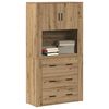 vidaXL Highboard Artisan Egetr&aelig; 80 x 33 x 150 cm Konstrueret tr&aelig;