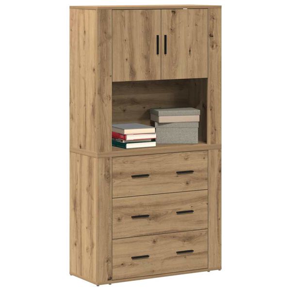 vidaXL Highboard Artisan Egetr&aelig; 80 x 33 x 150 cm Konstrueret tr&aelig;