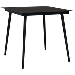 vidaXL havebord 80x80x74 cm st&aring;l og glas sort
