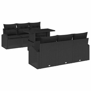 vidaXL Havesofa S&aelig;t med pude 7 pcs Sort Poly rattan