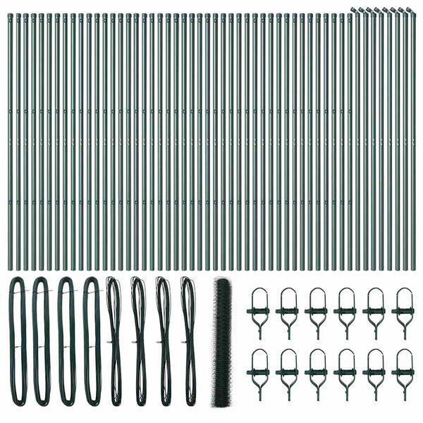 vidaXL Hegnspæl Grøn 100 x 1,4 m (50 mm net) Stål og PVC