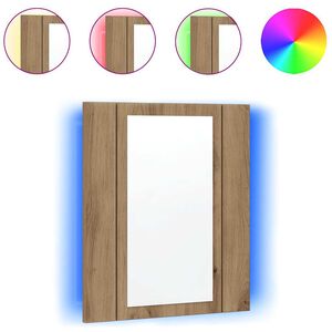 vidaXL spejlskab med LED-lys 40x12x45 cm konstrueret tr&aelig; kunsteg