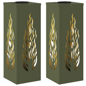 vidaXL Solar LED sti lys 2 pcs Oliven gr&oslash;n Koldvalset St&aring;l