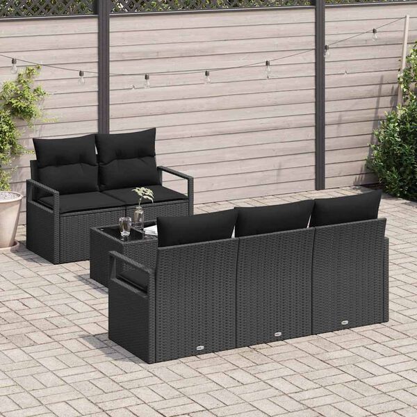 vidaXL Sofa S&aelig;t 6 pcs Sort polyrattan