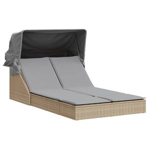 vidaXL solseng med baldakin og hynder polyrattan beige