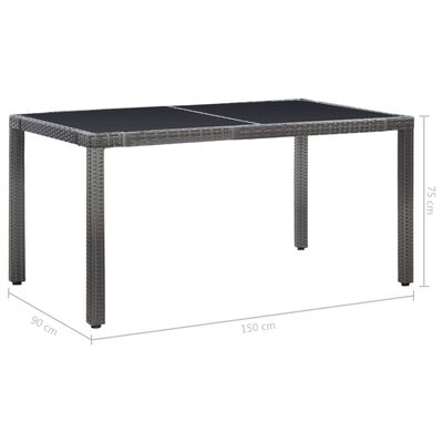 vidaXL udendørs spisebordssæt i 7 dele polyrattan grå