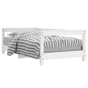 vidaXL sengeramme til juniorseng 70x140 cm massivt fyrretr&aelig; hvid