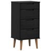 vidaXL Skuffeskab MOLDE Sort 40 x 35 x 82 cm Massivt fyrretr&aelig;