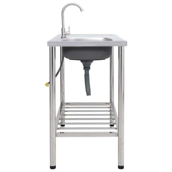 vidaXL campingvask med hane enkelt vask rustfrit st&aring;l
