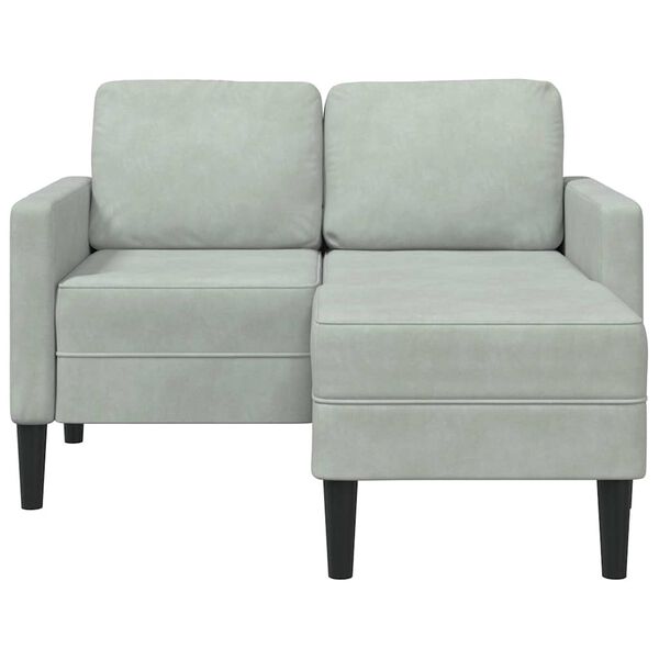 vidaXL 2-personers sofa med chaiselong L-formet 125 cm fløjl lysegrå