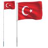 vidaXL Tyrkiet flag og flagstang 5,5 m aluminium